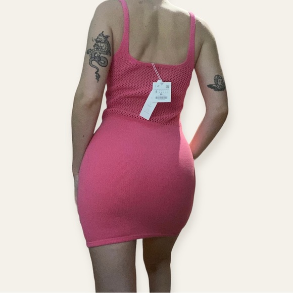 BNWT Zara pink crotchet mini dress - Picture 3 of 6